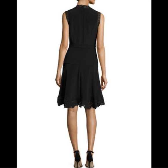 Kobi Halperin Black Silk Adena Sleeveless Lace Trim A-Line Dress Size 4 NWOT - Picture 2 of 12